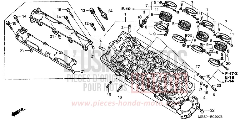 CYLINDER HEAD for Hornet S CANDY XENON BLUE (PB324) from 2002